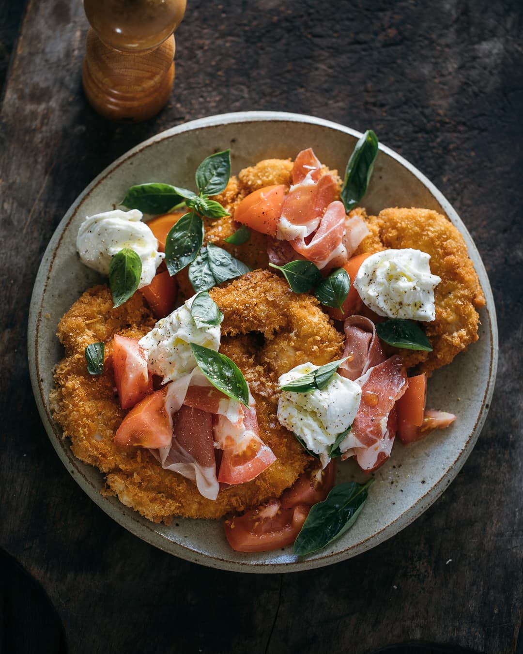 Chicken schnitzel caprese