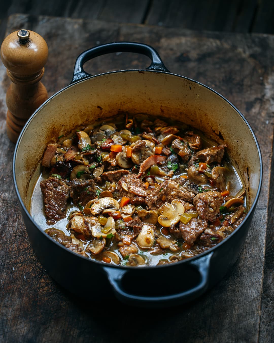 Beef bourguignon blanc