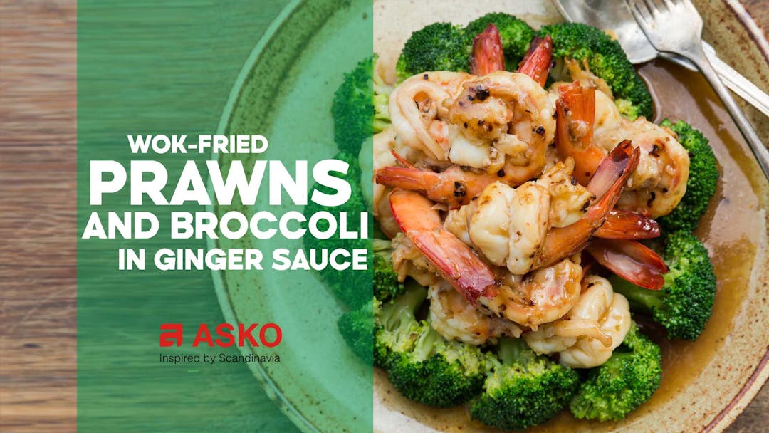 Wok-fried Prawns and Broccoli in Ginger Sauce